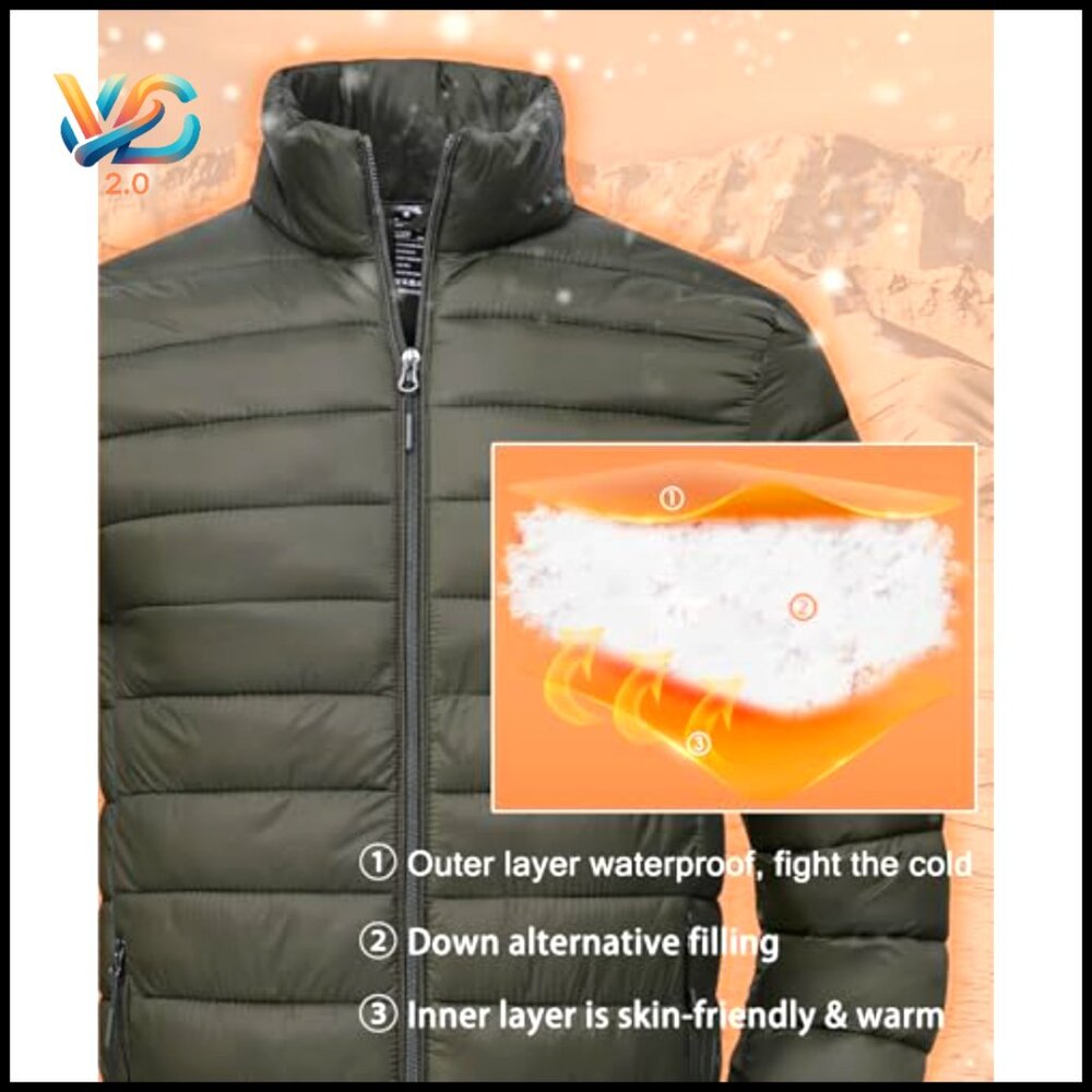 Men's Lightweight Puffer Down Jacket Waterproof I… - image 4